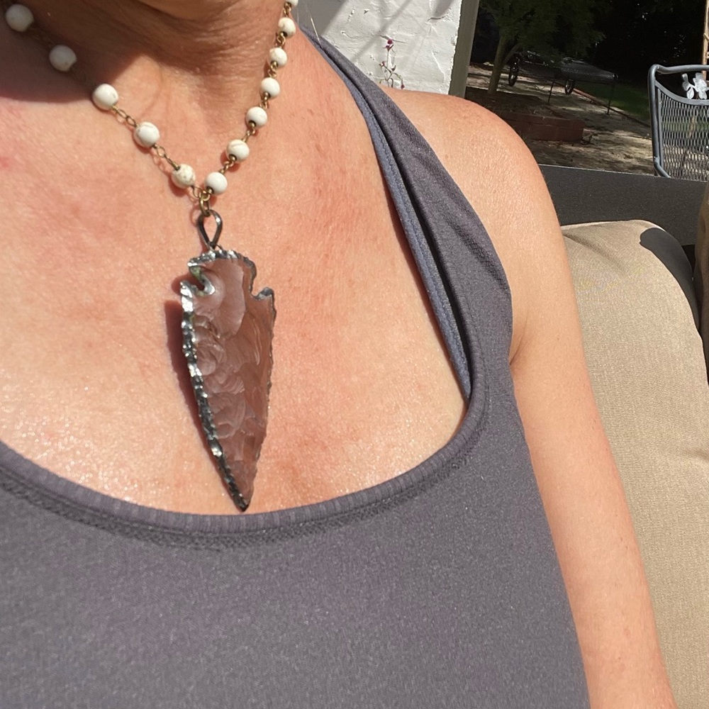 BoHo necklaces, heart, arrow head.  Natural amethyst and peridot rocks